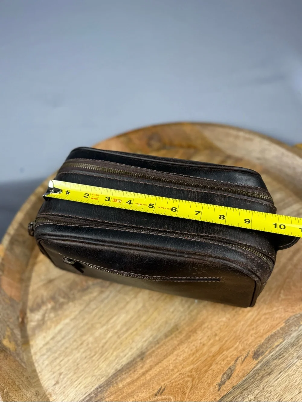 aaron leather goods rugged brown